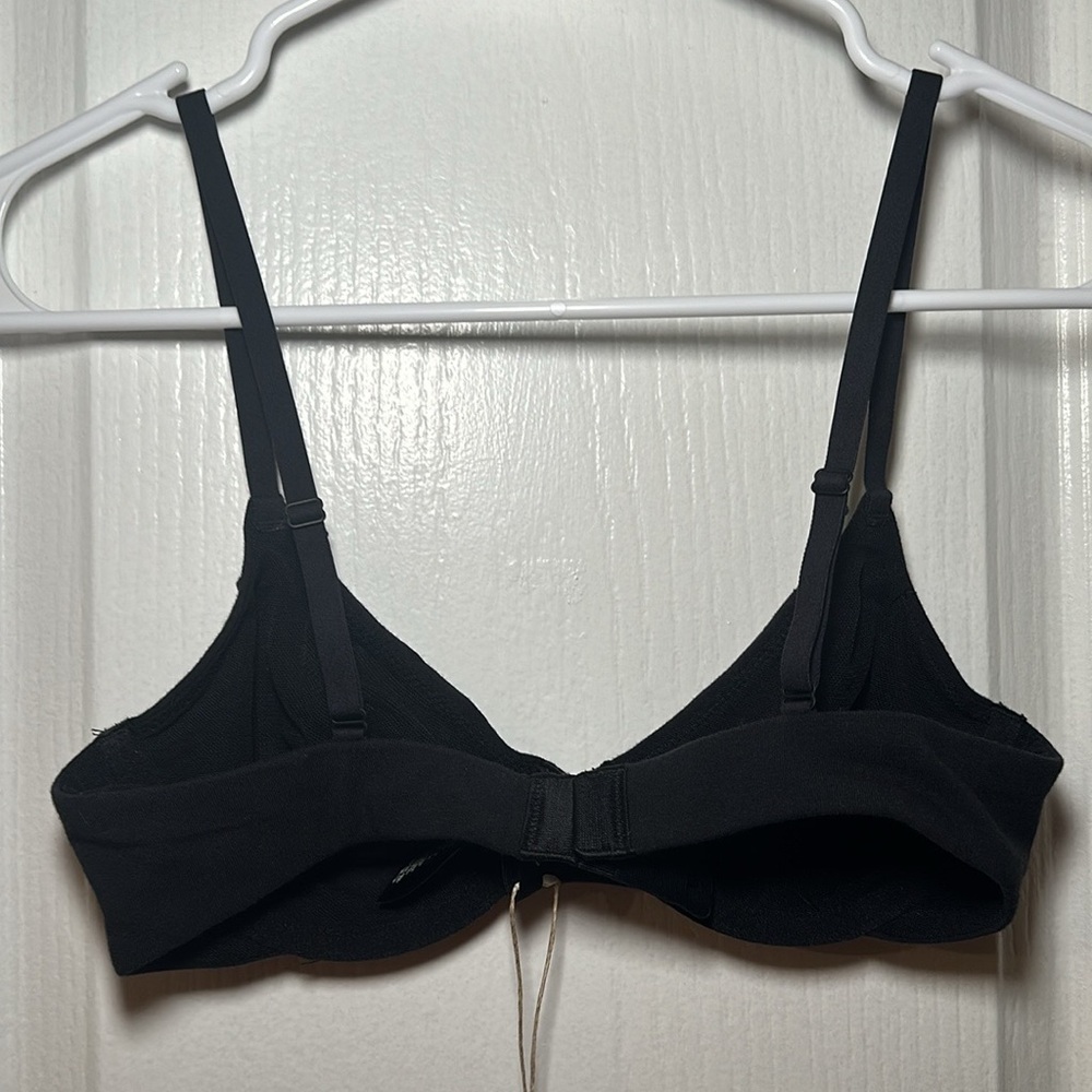 SKIMS Cotton Jersey Underwire Bra Soot Black 32B BR-UWR-0637 NEW - Picture 6 of 9